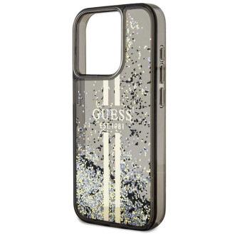 Pouzdro Guess Liquid Glitter Gold Stripes pro iPhone 15 Pro - černé