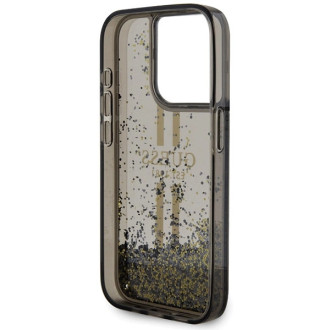 Pouzdro Guess Liquid Glitter Gold Stripes pro iPhone 15 Pro - černé