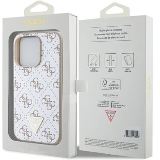 Pouzdro Guess 4G Triangle Metal Logo pro iPhone 15 Pro - bílé