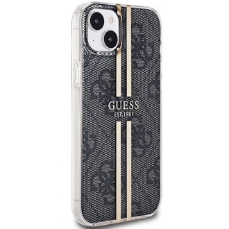 Pouzdro Guess IML 4G Gold Stripe pro iPhone 15 Plus / 14 Plus - černé