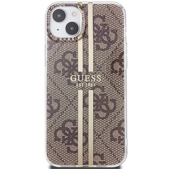 Pouzdro Guess IML 4G Gold Stripe pro iPhone 15 Plus / 14 Plus - hnědé