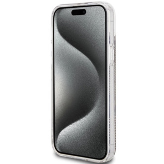 Pouzdro Guess IML 4G Gold Stripe pro iPhone 15 Plus / 14 Plus - hnědé