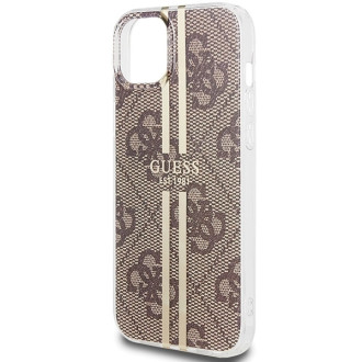 Pouzdro Guess IML 4G Gold Stripe pro iPhone 15 Plus / 14 Plus - hnědé