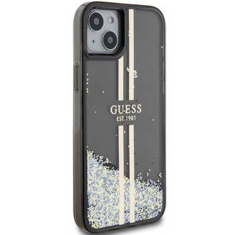 Pouzdro Guess Liquid Glitter Gold Stripes pro iPhone 15 Plus / 14 Plus - černé