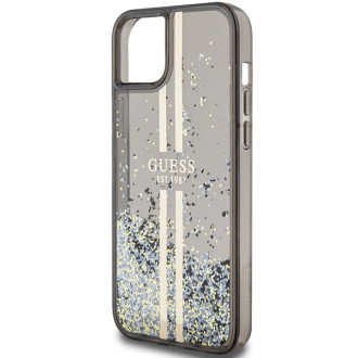 Pouzdro Guess Liquid Glitter Gold Stripes pro iPhone 15 Plus / 14 Plus - černé