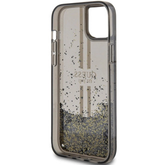 Pouzdro Guess Liquid Glitter Gold Stripes pro iPhone 15 Plus / 14 Plus - černé