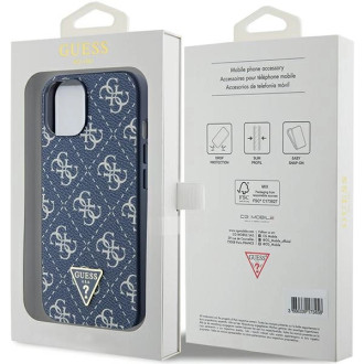 Pouzdro Guess 4G Triangle Metal Logo pro iPhone 15 Plus / 14 Plus - modré
