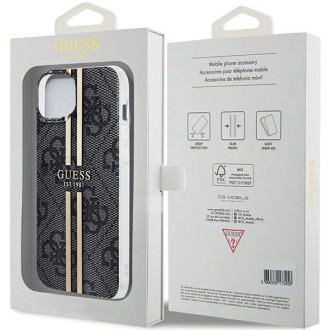 Pouzdro Guess IML 4G Gold Stripe pro iPhone 15/14/13 - černé