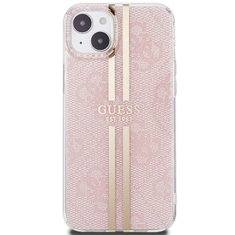 Pouzdro Guess IML 4G Gold Stripe pro iPhone 15 / 14 / 13 - růžové