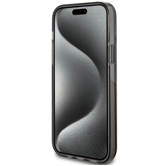 Pouzdro Guess Liquid Glitter Gold Stripes pro iPhone 15 / 14 / 13 - černé