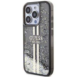 Pouzdro Guess Liquid Glitter Gold Stripes pro iPhone 15 Pro Max - černé