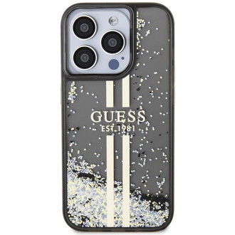 Pouzdro Guess Liquid Glitter Gold Stripes pro iPhone 15 Pro Max - černé