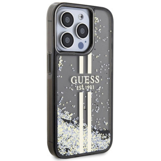 Pouzdro Guess Liquid Glitter Gold Stripes pro iPhone 15 Pro Max - černé