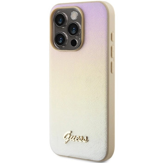 Guess GUHCP15XPSAIRSD iPhone 15 Pro Max 6,7" zlatý/zlatý pevný obal Saffiano Iridescent Script