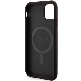 Guess GUHMN61G4GFRK iPhone 11 6,1" / Xr černo/černé pevné pouzdro kolekce 4G kůže Kovové logo MagSafe