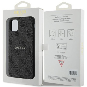 Guess GUHMN61G4GFRK iPhone 11 6,1" / Xr černo/černé pevné pouzdro kolekce 4G kůže Kovové logo MagSafe