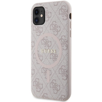 Guess GUHMN61G4GFRP iPhone 11 6,1" / Xr růžové/růžové pevné pouzdro 4G Collection Leather Metal Logo MagSafe