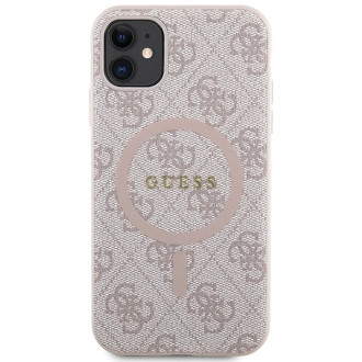 Guess GUHMN61G4GFRP iPhone 11 6,1" / Xr růžové/růžové pevné pouzdro 4G Collection Leather Metal Logo MagSafe