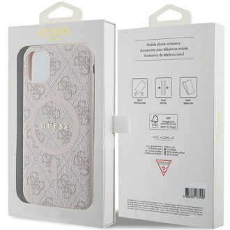 Guess GUHMN61G4GFRP iPhone 11 6,1" / Xr růžové/růžové pevné pouzdro 4G Collection Leather Metal Logo MagSafe
