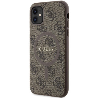 Guess GUHMN61G4GFRW iPhone 11 6,1" / Xr hnědý/hnědý pevný obal kolekce 4G kůže Kovové logo MagSafe