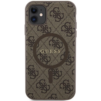 Guess GUHMN61G4GFRW iPhone 11 6,1" / Xr hnědý/hnědý pevný obal kolekce 4G kůže Kovové logo MagSafe