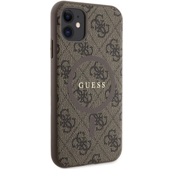 Guess GUHMN61G4GFRW iPhone 11 6,1" / Xr hnědý/hnědý pevný obal kolekce 4G kůže Kovové logo MagSafe