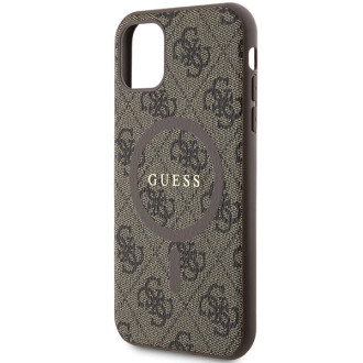 Guess GUHMN61G4GFRW iPhone 11 6,1" / Xr hnědý/hnědý pevný obal kolekce 4G kůže Kovové logo MagSafe