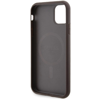 Guess GUHMN61G4GFRW iPhone 11 6,1" / Xr hnědý/hnědý pevný obal kolekce 4G kůže Kovové logo MagSafe