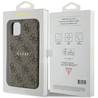 Guess GUHMN61G4GFRW iPhone 11 6,1" / Xr hnědý/hnědý pevný obal kolekce 4G kůže Kovové logo MagSafe