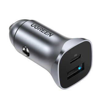 Ugreen rychlá nabíječka do auta USB-A / USB-C 30W PD PPS šedá (CD130)