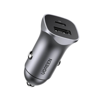 Ugreen rychlá nabíječka do auta USB-A / USB-C 30W PD PPS šedá (CD130)