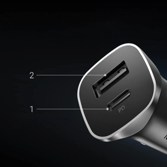 Ugreen rychlá nabíječka do auta USB-A / USB-C 30W PD PPS šedá (CD130)