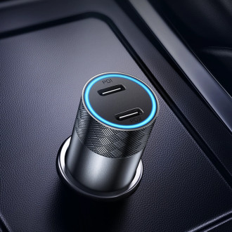 Joyroom nabíječka do auta 2 x USB-C 50W s PD, QC, PPS šedá (JR-CL13)