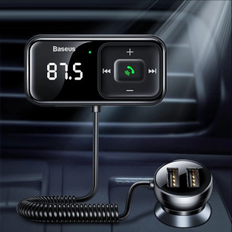 Bezdrátový Bluetooth FM vysílač s nabíječkou Baseus S-16 (Overseas edition) - černý