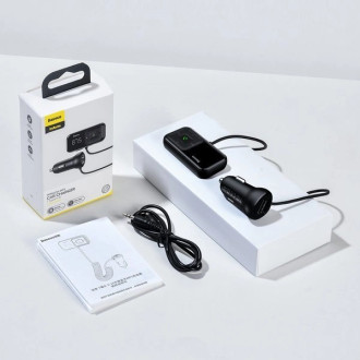Bezdrátový Bluetooth FM vysílač s nabíječkou Baseus S-16 (Overseas edition) - černý