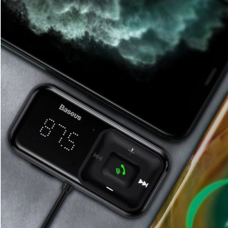 Bezdrátový Bluetooth FM vysílač s nabíječkou Baseus S-16 (Overseas edition) - černý