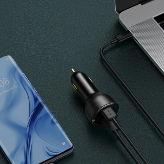 Baseus Superme rychlonabíječka do auta USB / USB Type C 100W PPS Quick Charge Power Delivery + USB kabel Typ C 100W (20V/5A) 1m černý (TZCCZX-01)