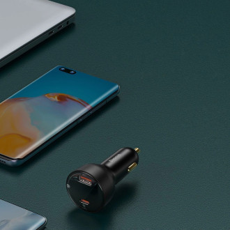 Baseus Superme rychlonabíječka do auta USB / USB Type C 100W PPS Quick Charge Power Delivery + USB kabel Typ C 100W (20V/5A) 1m černý (TZCCZX-01)