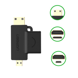 Ugreen adapter HDMI Type A (female) to mini HDMI (male) / micro HDMI (male) black (20144)