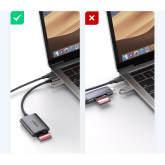 Ugreen CM401 USB C 5Gb/s Čtečka SD/TF karet - šedá