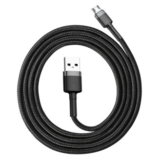 Baseus Cafule Cable odolný nylonový kabel USB / micro USB QC3.0 2.4A 1M černo-šedý (CAMKLF-BG1)