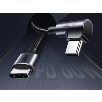 Ugreen angle cable USB Type C - USB Type C Power Delivery 60 W 20 V 3 A 1 m black-gray cable (US255 50123)