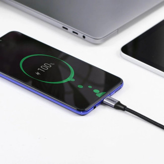 Ugreen angle cable USB Type C - USB Type C Power Delivery 60 W 20 V 3 A 1 m black-gray cable (US255 50123)