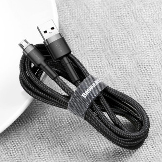 Baseus Cafule Cable odolný nylonový kabel USB / micro USB 2A 3M černo-šedý (CAMKLF-HG1)