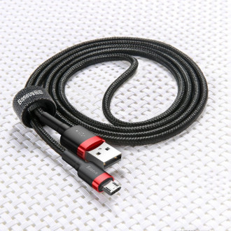 Baseus Cafule Cable odolný nylonový kabel USB / micro USB 2A 3M černo-šedý (CAMKLF-HG1)