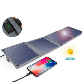 Choetech cestovní solární nabíječka telefonu s USB 14W skládací šedá (SC004)