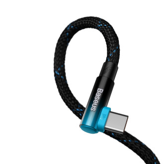 Baseus MVP úhlový kabel Napájecí kabel s boční zástrčkou USB Typ C / USB Typ C 2m 100W 5A modrý (CAVP000721)