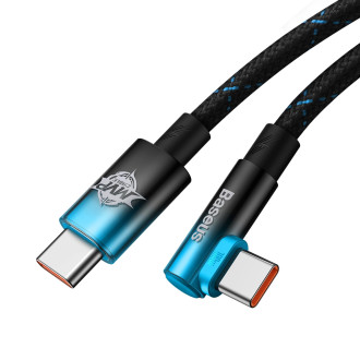 Baseus MVP úhlový kabel Napájecí kabel s boční zástrčkou USB Typ C / USB Typ C 2m 100W 5A modrý (CAVP000721)