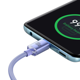 Baseus Crystal Shine Series kabel USB kabel pro rychlé nabíjení a přenos dat USB Typ C - USB Typ C 100W 1,2m fialový (CAJY000605)