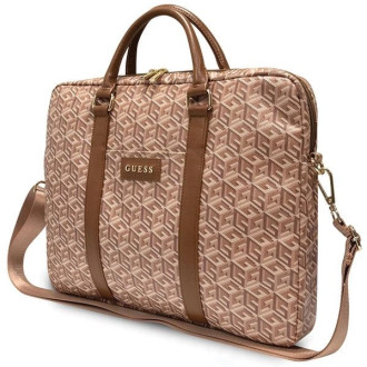 Taška Guess GCube Stripes na 16&quot; notebook - hnědá